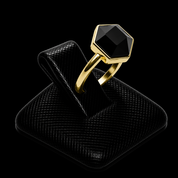 Bague Argent 925 Onyx Hexagonale