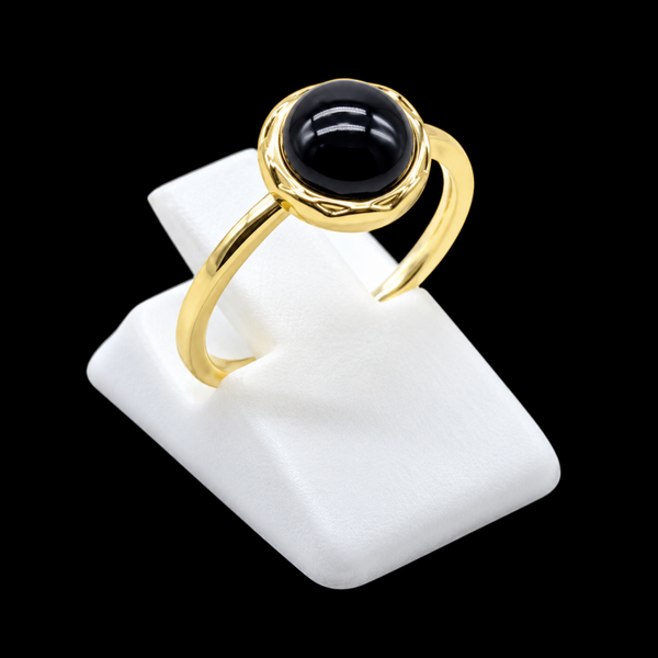 Bague Argent 925 Onyx Ronde