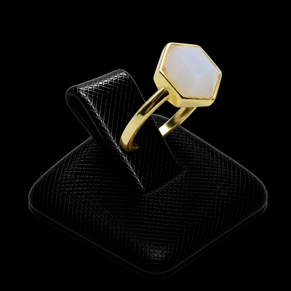 Bague Argent 925 Pierre de Lune Hexagonale