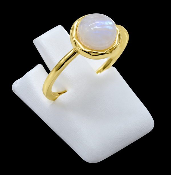 Bague Argent 925 Pierre de Lune Ronde