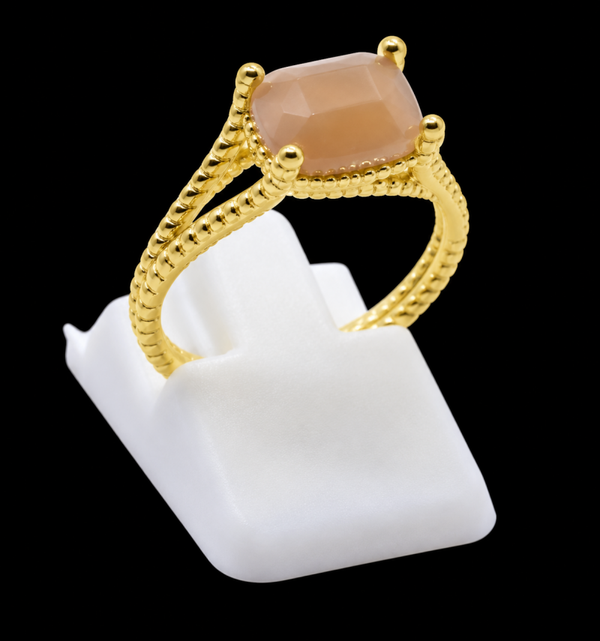 Bague Argent 925 Pierre de Soleil Carrée