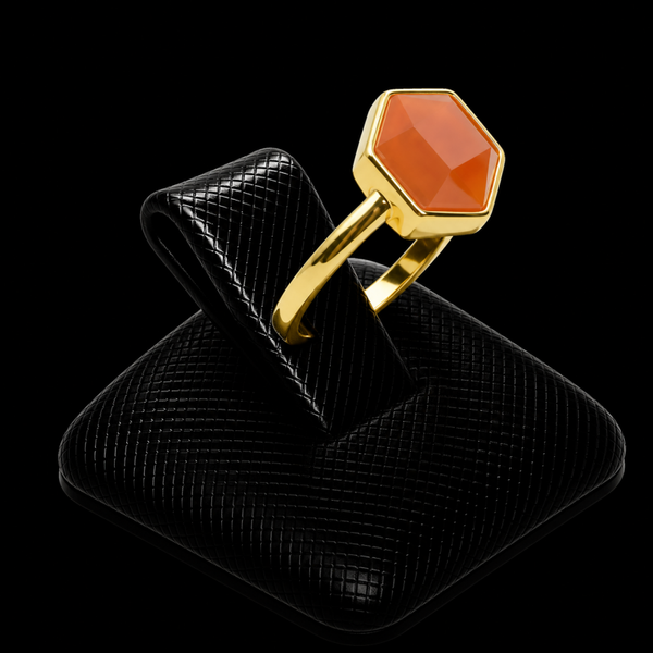 Bague Argent 925 – Pierre de Soleil Hexagonale