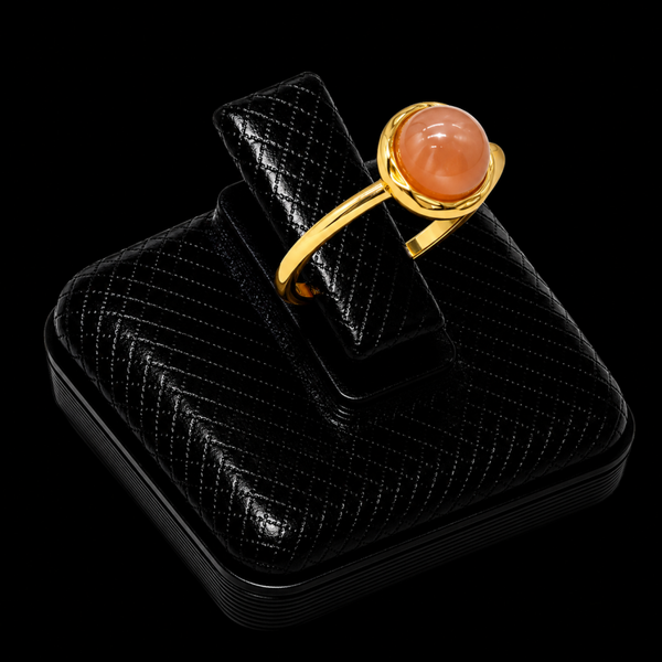 Bague Argent 925 Pierre de Soleil Ronde
