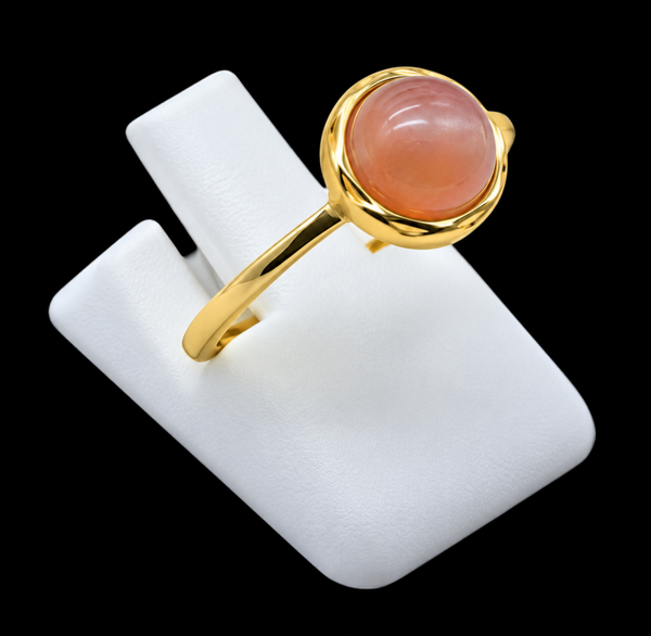 Bague Argent 925 Pierre de Soleil Ronde
