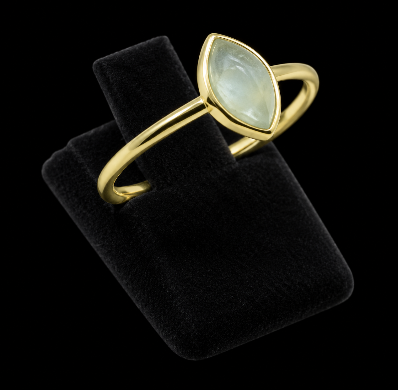 Bague Argent 925 Plaqué Or Aigue-Marine Marquise
