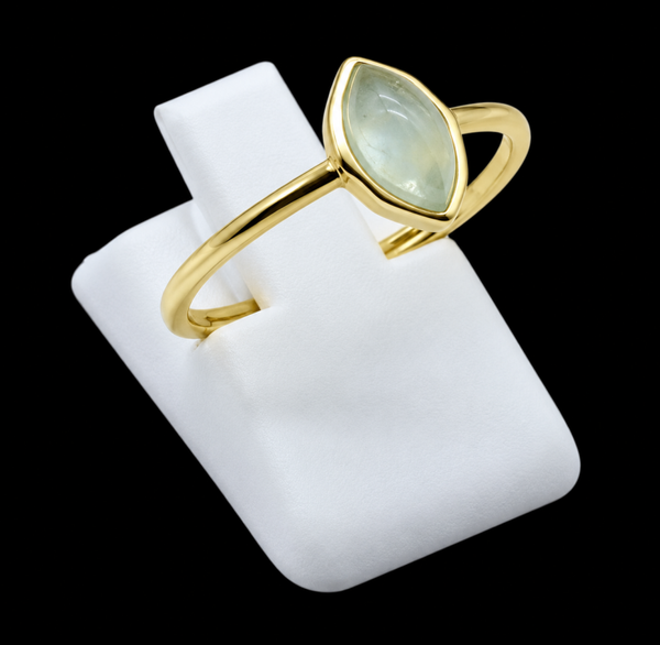 Bague Argent 925 Plaqué Or Aigue-Marine Marquise