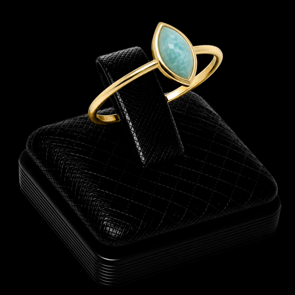 Bague Argent 925 Plaqué Or Amazonite Marquise