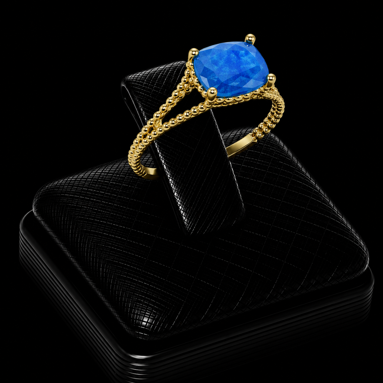 Bague Argent 925 Plaqué Or Apatite Rectangle