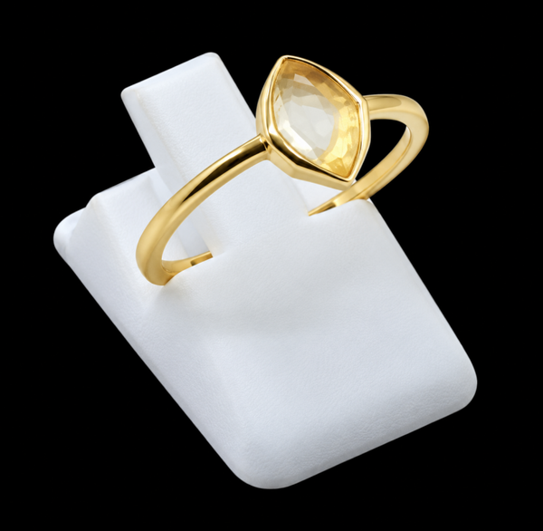 Bague Argent 925 Plaqué Or Citrine Marquise
