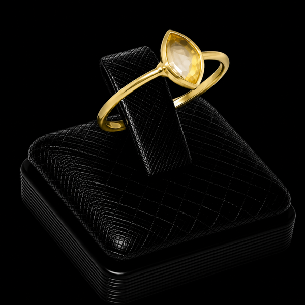 Bague Argent 925 Plaqué Or Citrine Marquise
