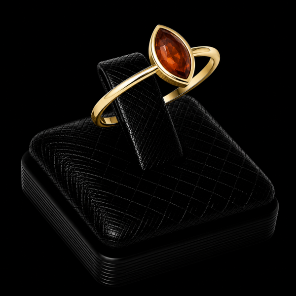 Bague Argent 925 Plaqué Or Grenat Marquise