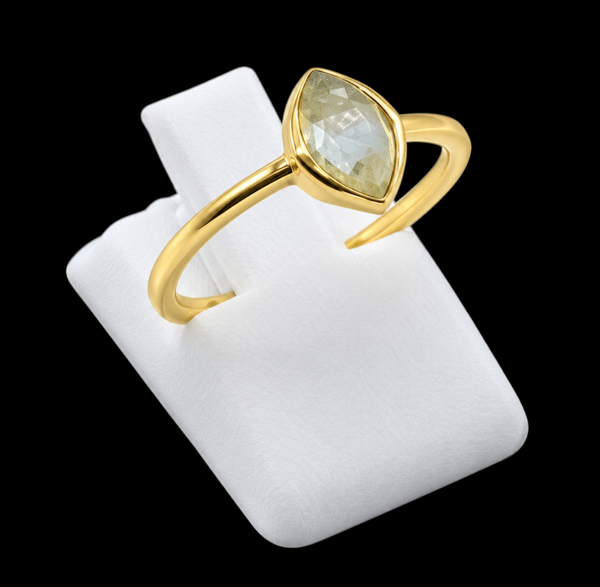 Bague Argent 925 Plaqué Or Labradorite Marquise
