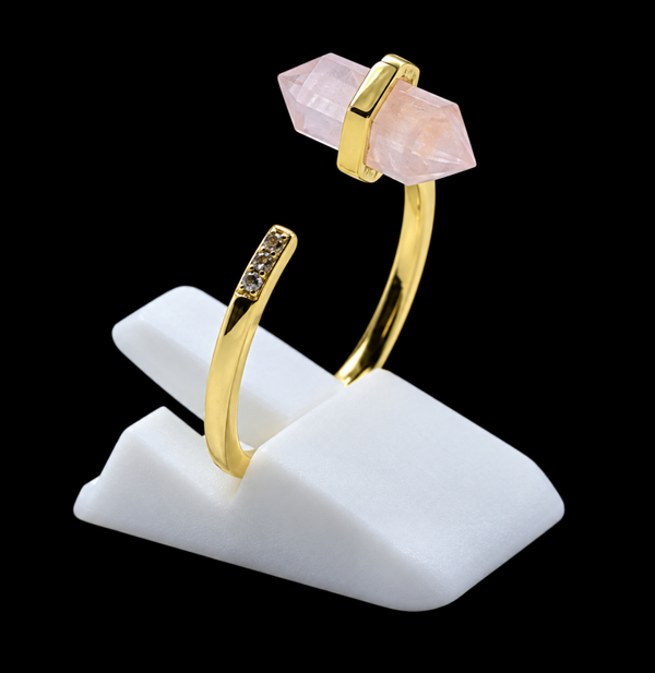 Bague Argent 925 Quartz Rose Pointe