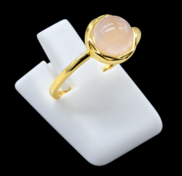 Bague Argent 925 Quartz Rose Ronde