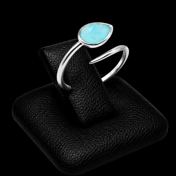Bague Argent 925 'Serpent Argenté' - Amazonite