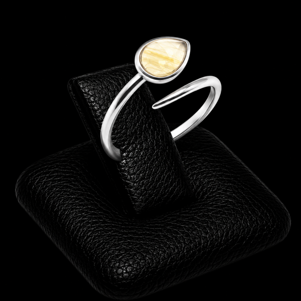 Bague Argent 925 'Serpent Argenté' - Citrine