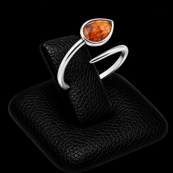 Bague Argent 925 'Serpent Argenté' - Grenat