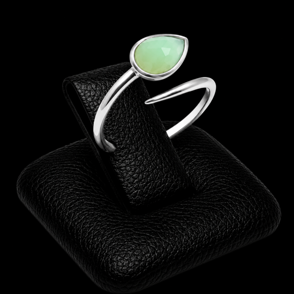 Bague Argent 925 'Serpent Argenté' - Jade Vert
