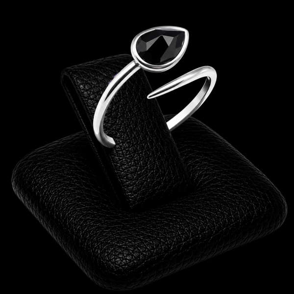 Bague Argent 925 'Serpent Argenté' - Onyx