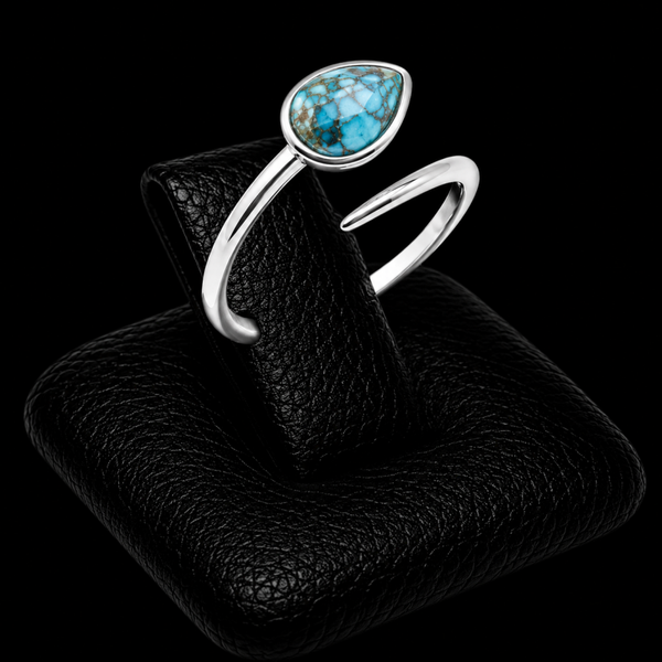 Bague Argent 925 'Serpent Argenté' - Turquoise