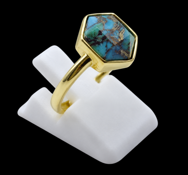 Bague Argent 925 – Turquoise Hexagonale