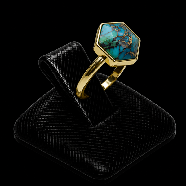 Bague Argent 925 – Turquoise Hexagonale