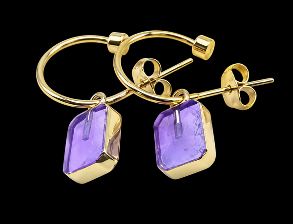 Boucles d'oreilles Argent 925 'Arche Doré' - Améthyste