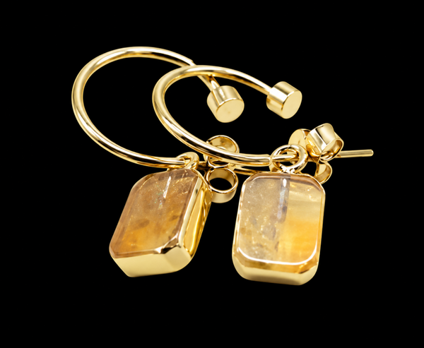 Boucles d'oreilles Argent 925 'Arche Doré' - Citrine