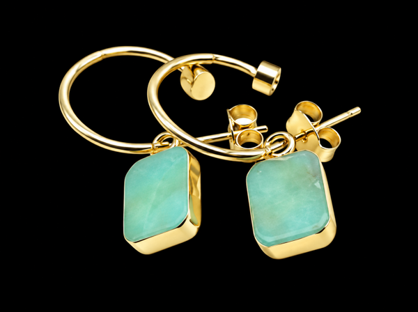 Boucles d'oreilles Argent 925 'Arche Doré' - Jade Vert