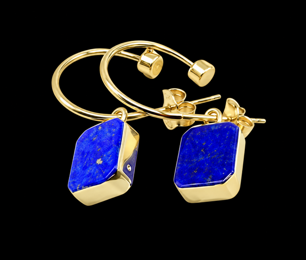Boucles d'oreilles Argent 925 'Arche Doré' - Lapis Lazuli