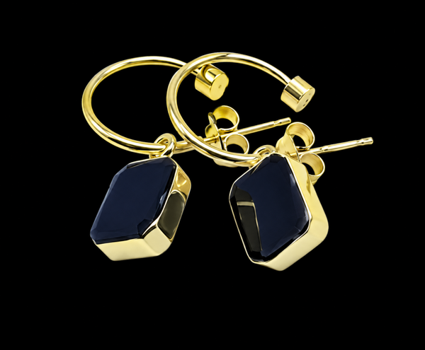 Boucles d'oreilles Argent 925 'Arche Doré' - Onyx