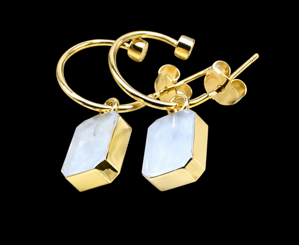 Boucles d'oreilles Argent 925 'Arche Doré' - Pierre de Lune