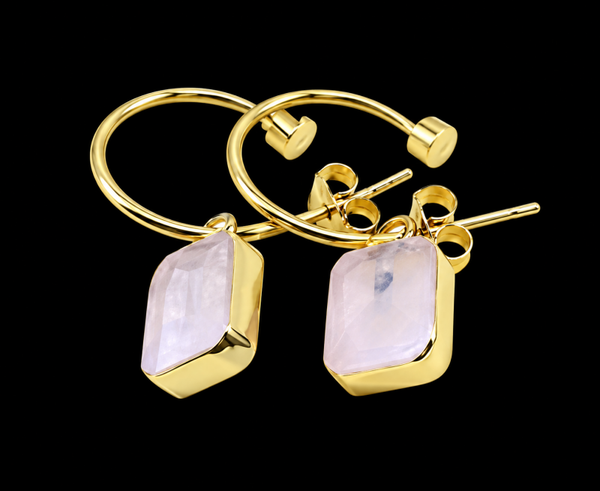 Boucles d'oreilles Argent 925 'Arche Doré' - Quartz Rose