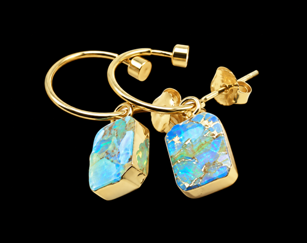 Boucles d'oreilles Argent 925 'Arche Doré' - Turquoise
