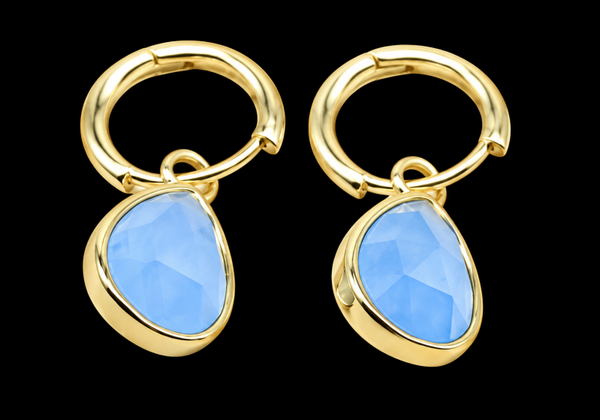 Boucles d'oreilles Argent 925 'Halo Minéral' - Aigue Marine