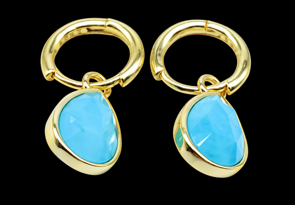 Boucles d'oreilles Argent 925 'Halo Minéral' - Amazonite