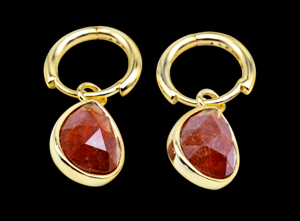 Boucles d'oreilles Argent 925 'Halo Minéral' - Grenat