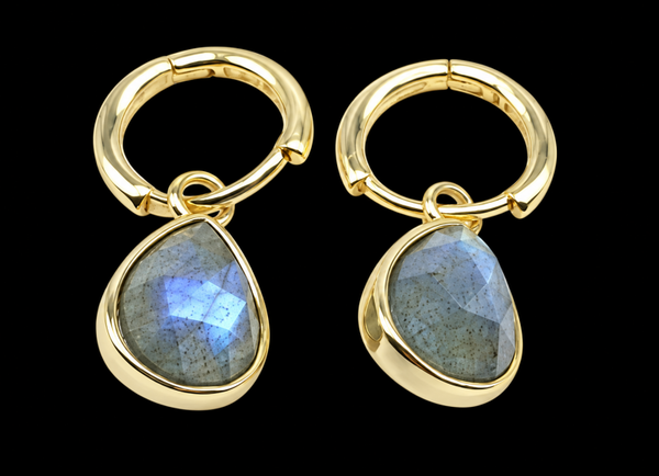 Boucles d'oreilles Argent 925 'Halo Minéral' - Labradorite