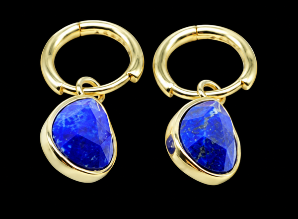 Boucles d'oreilles Argent 925 'Halo Minéral' - Lapis Lazuli
