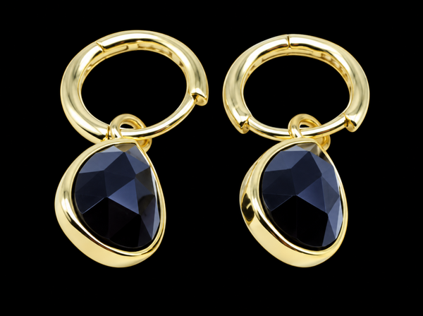 Boucles d'oreilles Argent 925 'Halo Minéral' - Onyx