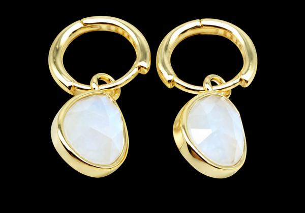Boucles d'oreilles Argent 925 'Halo Minéral' - Pierre de Lune