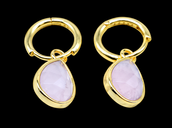 Boucles d'oreilles Argent 925 'Halo Minéral' - Quartz Rose