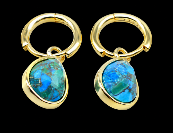 Boucles d'oreilles Argent 925 'Halo Minéral' - Turquoise