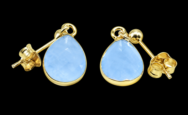 Boucles d'oreilles Argent 925 'Ondée Dorée' - Aigue Marine