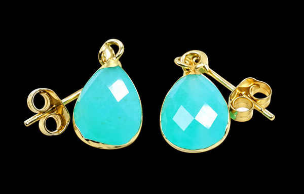Boucles d'oreilles Argent 925 'Ondée Dorée' - Amazonite