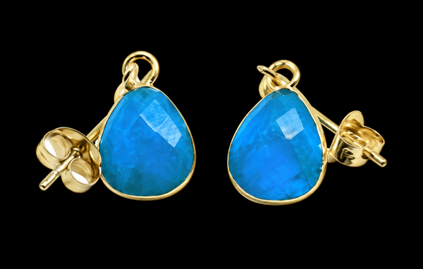 Boucles d'oreilles Argent 925 'Ondée Dorée' - Apatite