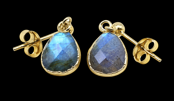 Boucles d'oreilles Argent 925 'Ondée Dorée' - Labradorite