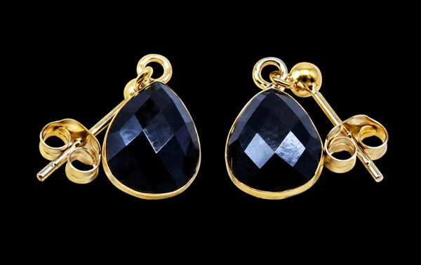 Boucles d'oreilles Argent 925 'Ondée Dorée' - Onyx