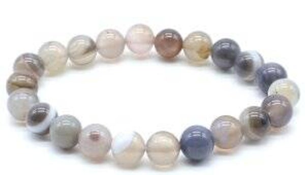Bracelet Agate Bostwana 'AA' perles 8mm