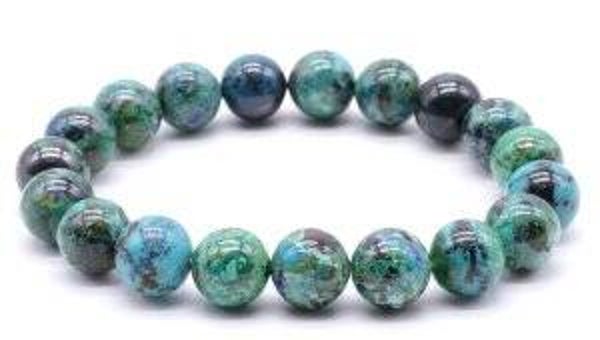 Bracelet Chrysocolle 'AA' perles 10mm